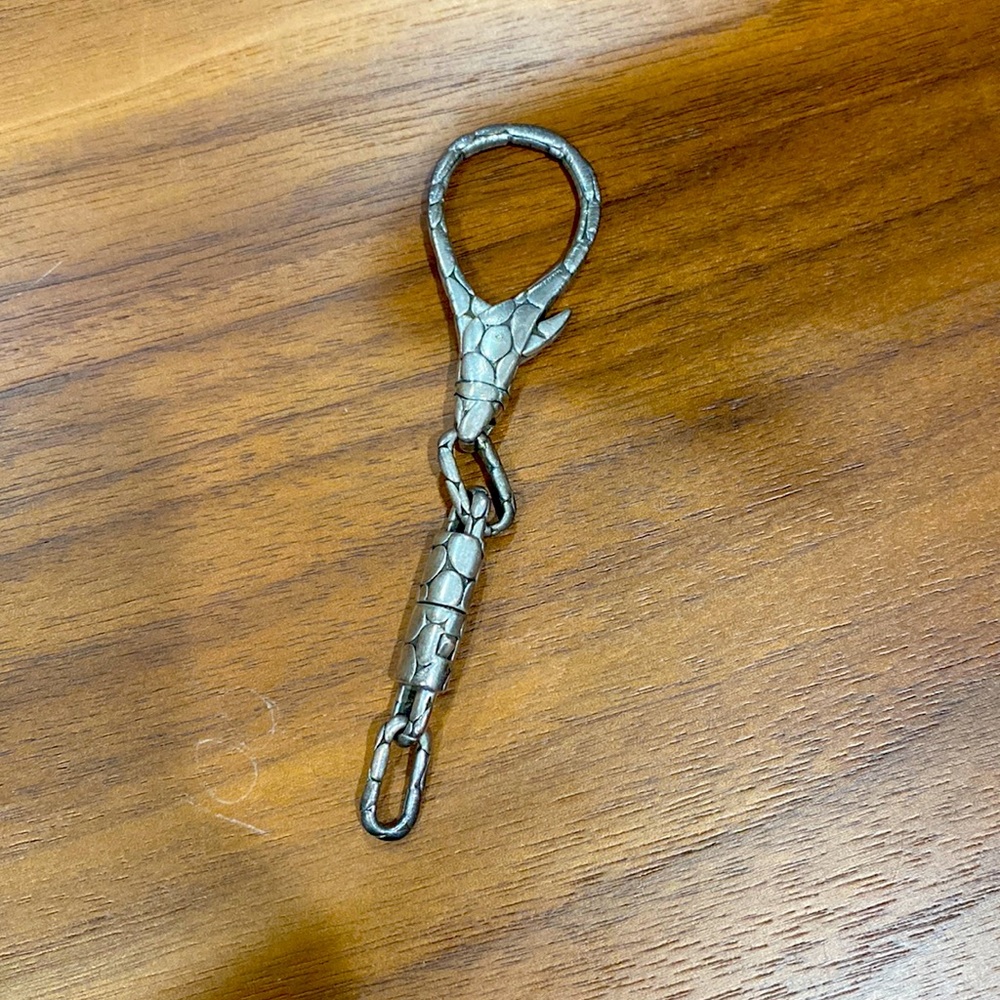 John Hardy Textured Solid Silver Keychain - image 1